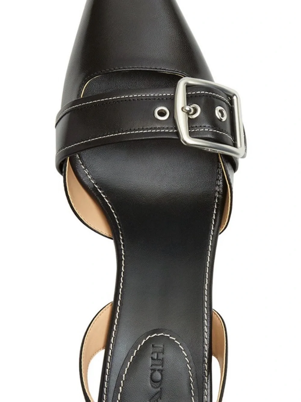 Coach Margot Black Leather Slingback Pump with Silver Buckle Size 10